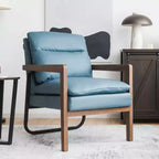 Fauteuil d'appoint moderne Costway avec pieds en bois d'hévéa et support en acier