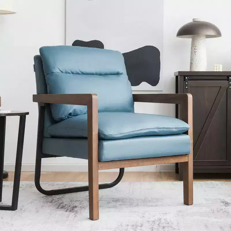 Fauteuil d'appoint moderne Costway avec pieds en bois d'hévéa et support en acier