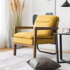 Fauteuil d'appoint moderne Costway avec pieds en bois d'hévéa et support en acier