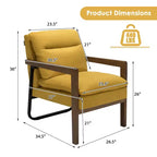 Fauteuil d'appoint moderne Costway avec pieds en bois d'hévéa et support en acier