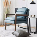 Fauteuil d'appoint moderne Costway avec pieds en bois d'hévéa et support en acier