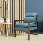 Fauteuil d'appoint moderne Costway avec pieds en bois d'hévéa et support en acier