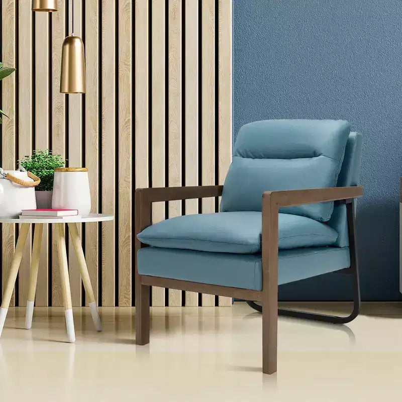 Fauteuil d'appoint moderne Costway avec pieds en bois d'hévéa et support en acier