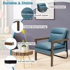 Fauteuil d'appoint moderne Costway avec pieds en bois d'hévéa et support en acier