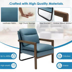 Fauteuil d'appoint moderne Costway avec pieds en bois d'hévéa et support en acier