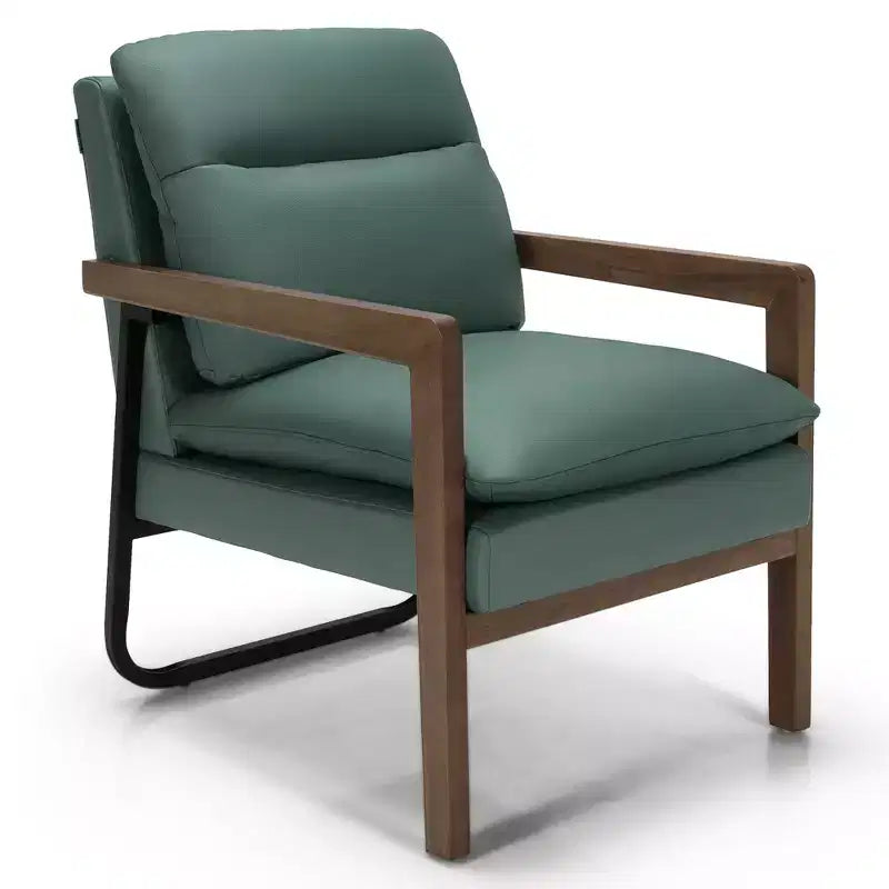 Fauteuil d'appoint moderne Costway avec pieds en bois d'hévéa et support en acier
