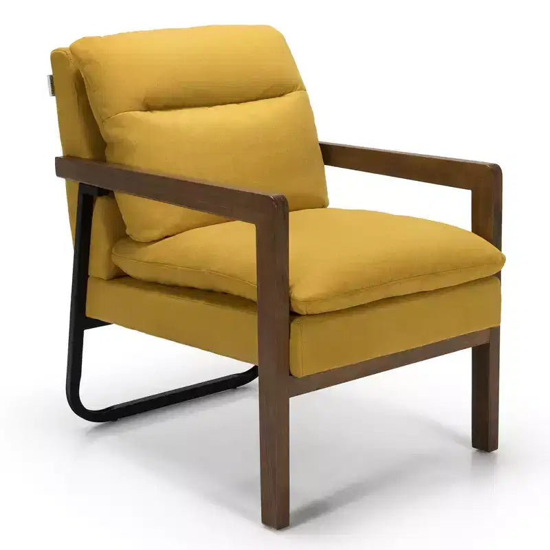 Fauteuil d'appoint moderne Costway avec pieds en bois d'hévéa et support en acier