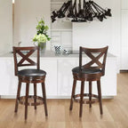 Costway Lot de 2 tabourets de bar pivotants en bois de 61 cm de hauteur avec dossier, chaises de salle à manger, dossier croisé pour cuisine à domicile