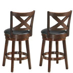 Costway Lot de 2 tabourets de bar pivotants en bois de 61 cm de hauteur avec dossier, chaises de salle à manger, dossier croisé pour cuisine à domicile