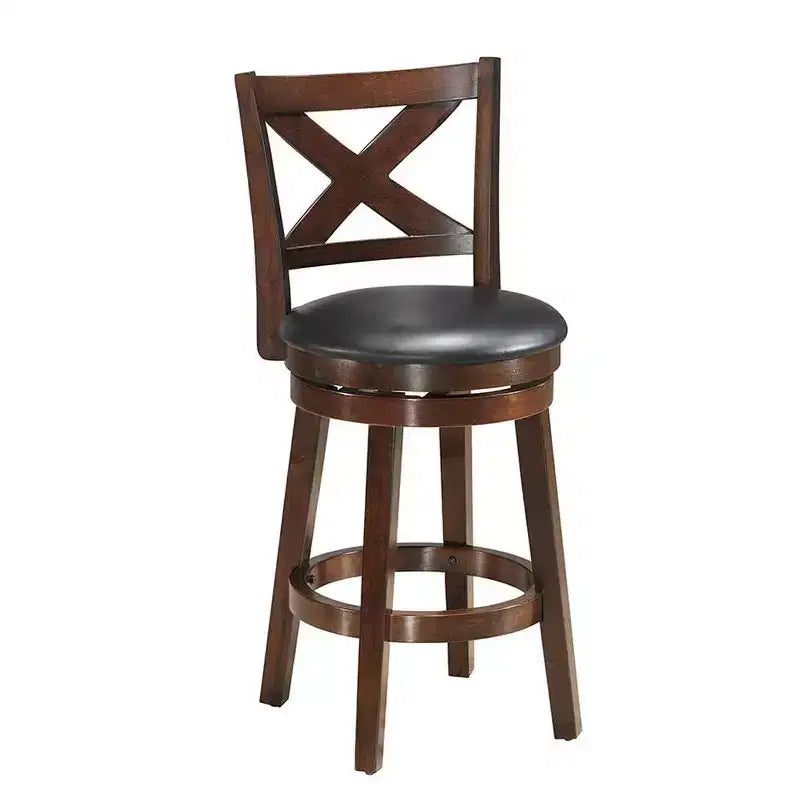 Costway Lot de 2 tabourets de bar pivotants en bois de 61 cm de hauteur avec dossier, chaises de salle à manger, dossier croisé pour cuisine à domicile
