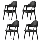 Chaise de salle à manger en cuir moderne avec dossier incurvé et ouvert
