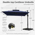 MAISON ARTS Parasol déporté hydraulique automatique 3,6 m Mât en aluminium Rotation à 360 degrés