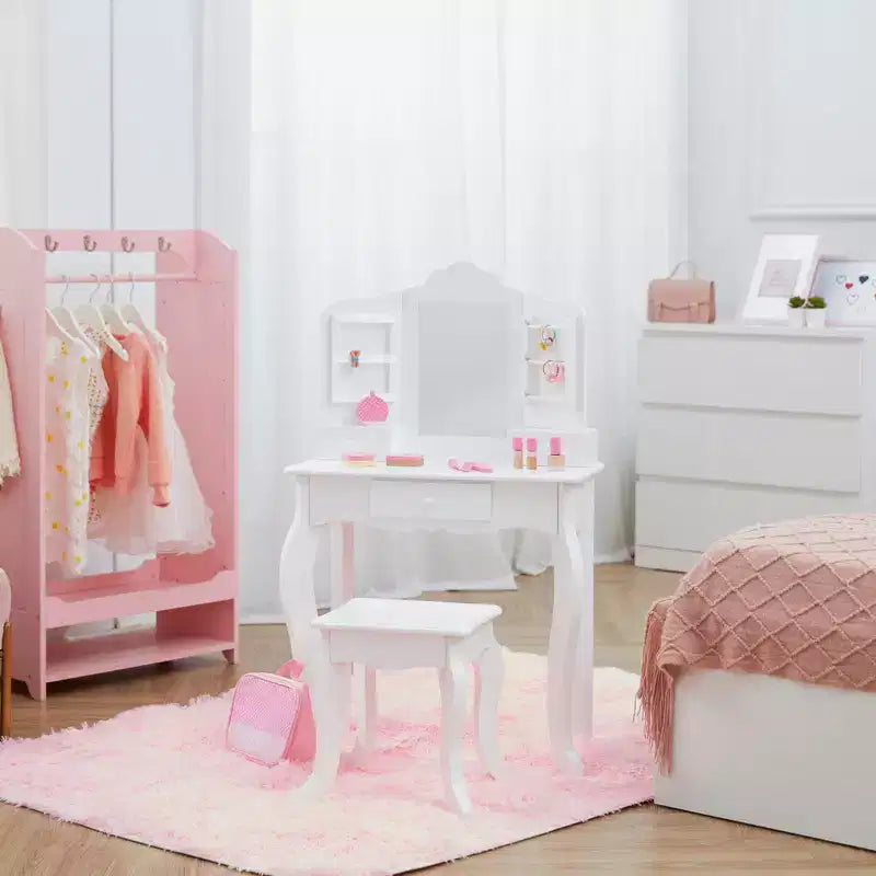 Coiffeuse et tabouret La Petite Princesse Anna Fantasy Fields avec miroir et rangements, blanc