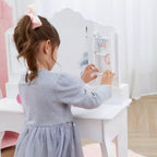 Coiffeuse et tabouret La Petite Princesse Anna Fantasy Fields avec miroir et rangements, blanc