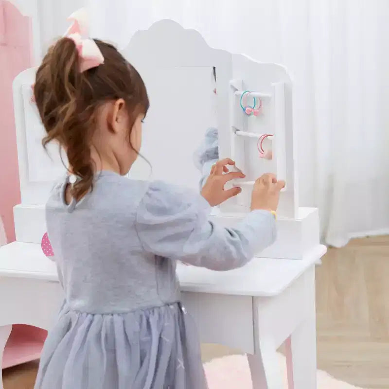 Coiffeuse et tabouret La Petite Princesse Anna Fantasy Fields avec miroir et rangements, blanc