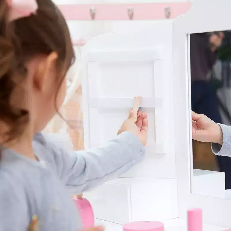 Coiffeuse et tabouret La Petite Princesse Anna Fantasy Fields avec miroir et rangements, blanc
