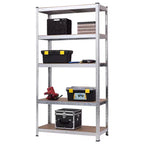 Costway Étagère de Rangement Robuste en Acier pour Garage 180 cm, 5 Niveaux Réglables