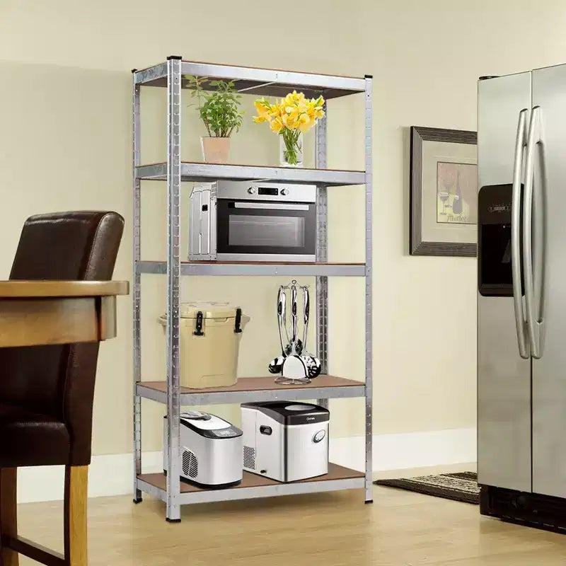 Costway Étagère de Rangement Robuste en Acier pour Garage 180 cm, 5 Niveaux Réglables
