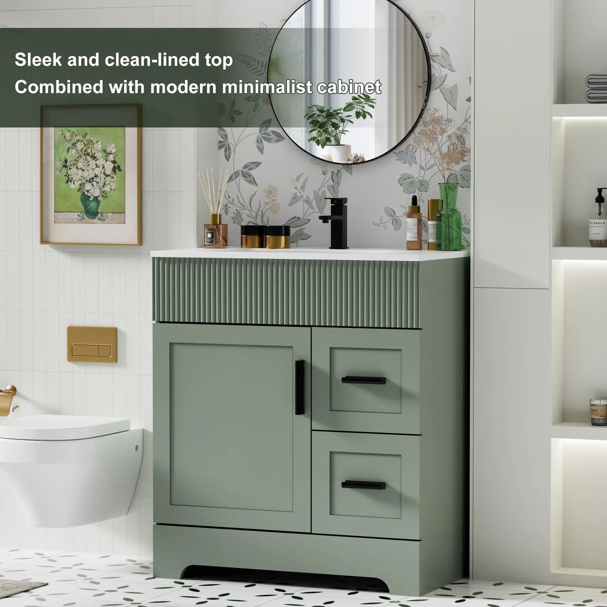 Meuble-lavabo Wavy Line 30/36/48 avec évier et robinet