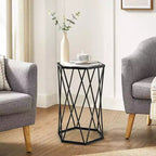 Table d'appoint Costway avec plateau en verre trempé, cadre en métal, table d'appoint hexagonale pour le salon