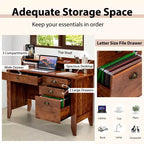 Costway Bureau d'ordinateur PC Portable Table d'écriture Poste de Travail Étudiant Meuble d'étude Rustique