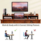 Costway Bureau d'ordinateur PC Portable Table d'écriture Poste de Travail Étudiant Meuble d'étude Rustique