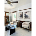 Fauteuil d'appoint en lin Tillman avec rotin