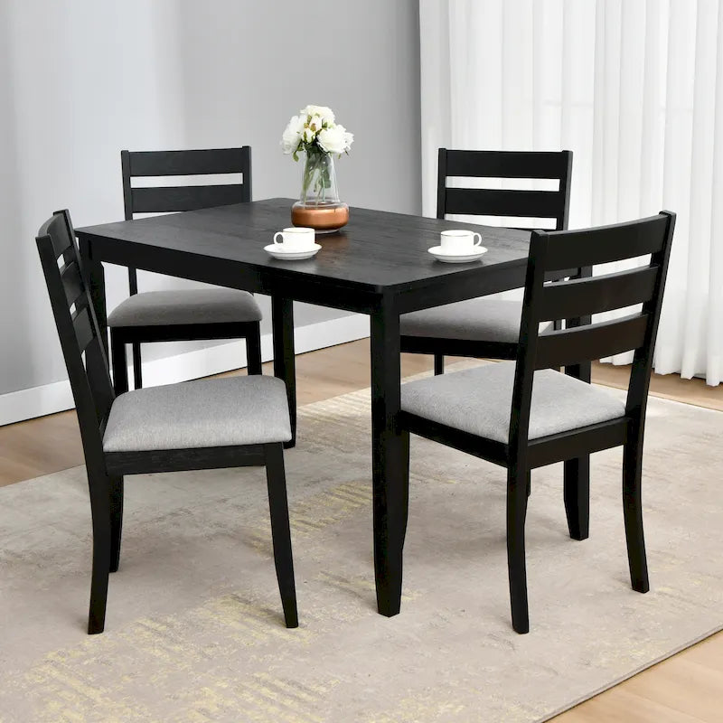 Lot de 4 chaises de salle à manger en bois à dossier à lattes
