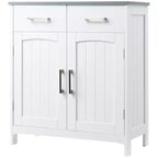 kleankin Meuble de Salle de Bain sur Pied, Colonne de Rangement, Armoire de Rangement avec 2 Tiroirs, Doubles Portes, Étagère Réglable, Blanc