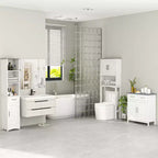 kleankin Meuble de Salle de Bain sur Pied, Colonne de Rangement, Armoire de Rangement avec 2 Tiroirs, Doubles Portes, Étagère Réglable, Blanc
