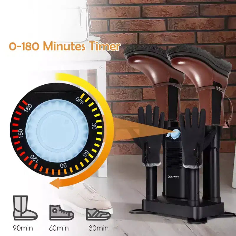 Costway Sèche-chaussures électrique 4 paires avec minuterie 180 min