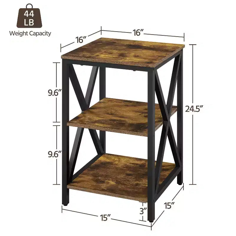 Yaheetech Table d'appoint de canapé à 3 niveaux avec étagère, cadre en métal en forme de X pour salon