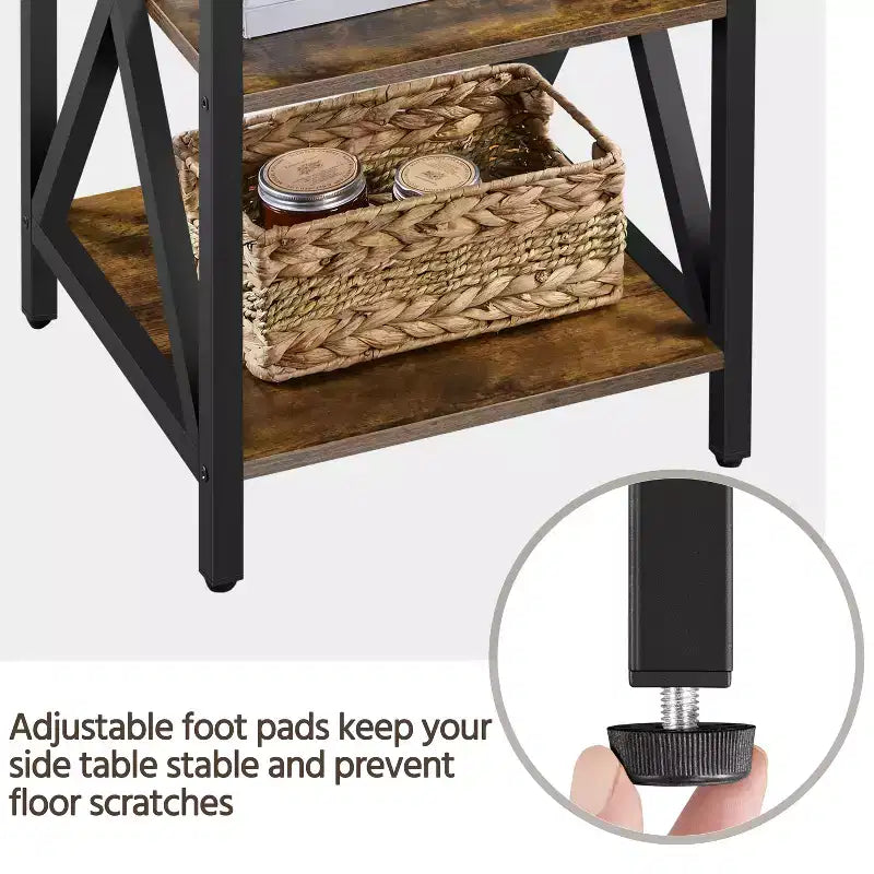 Yaheetech Table d'appoint de canapé à 3 niveaux avec étagère, cadre en métal en forme de X pour salon