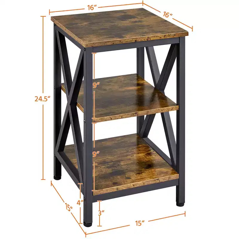 Yaheetech Table d'appoint de canapé à 3 niveaux avec étagère, cadre en métal en forme de X pour salon