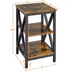 Yaheetech Table d'appoint de canapé à 3 niveaux avec étagère, cadre en métal en forme de X pour salon