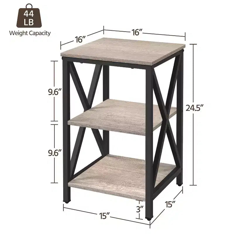 Yaheetech Table d'appoint de canapé à 3 niveaux avec étagère, cadre en métal en forme de X pour salon
