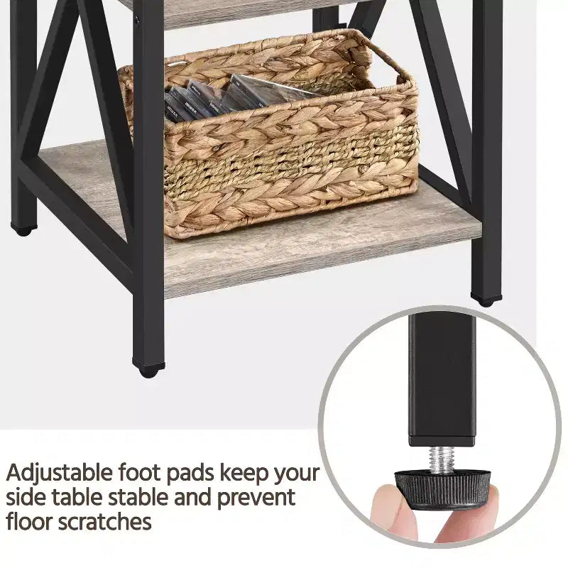 Yaheetech Table d'appoint de canapé à 3 niveaux avec étagère, cadre en métal en forme de X pour salon