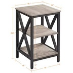 Yaheetech Table d'appoint de canapé à 3 niveaux avec étagère, cadre en métal en forme de X pour salon