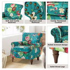 Lot de 2 fauteuils traditionnels en bois rembourrés à motif floral Araceli avec dossier à oreilles et clous décoratifs | ART OF LIVING DESIGNS