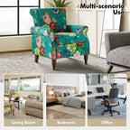 Lot de 2 fauteuils traditionnels en bois rembourrés à motif floral Araceli avec dossier à oreilles et clous décoratifs | ART OF LIVING DESIGNS