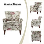 Lot de 2 fauteuils traditionnels en bois rembourrés à motif floral Araceli avec dossier à oreilles et clous décoratifs | ART OF LIVING DESIGNS