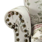 Lot de 2 fauteuils traditionnels en bois rembourrés à motif floral Araceli avec dossier à oreilles et clous décoratifs | ART OF LIVING DESIGNS