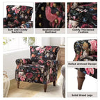 Lot de 2 fauteuils traditionnels en bois rembourrés à motif floral Araceli avec dossier à oreilles et clous décoratifs | ART OF LIVING DESIGNS