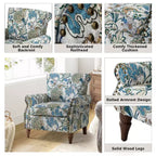 Lot de 2 fauteuils traditionnels en bois rembourrés à motif floral Araceli avec dossier à oreilles et clous décoratifs | ART OF LIVING DESIGNS