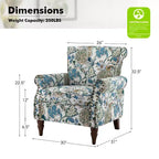Lot de 2 fauteuils traditionnels en bois rembourrés à motif floral Araceli avec dossier à oreilles et clous décoratifs | ART OF LIVING DESIGNS