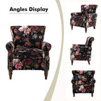 Lot de 2 fauteuils traditionnels en bois rembourrés à motif floral Araceli avec dossier à oreilles et clous décoratifs | ART OF LIVING DESIGNS