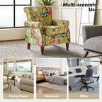 Lot de 2 fauteuils traditionnels en bois rembourrés à motif floral Araceli avec dossier à oreilles et clous décoratifs | ART OF LIVING DESIGNS