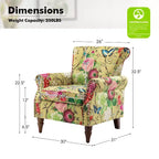 Lot de 2 fauteuils traditionnels en bois rembourrés à motif floral Araceli avec dossier à oreilles et clous décoratifs | ART OF LIVING DESIGNS