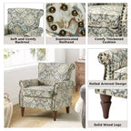 Lot de 2 fauteuils traditionnels en bois rembourrés à motif floral Araceli avec dossier à oreilles et clous décoratifs | ART OF LIVING DESIGNS