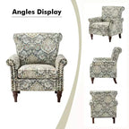 Lot de 2 fauteuils traditionnels en bois rembourrés à motif floral Araceli avec dossier à oreilles et clous décoratifs | ART OF LIVING DESIGNS